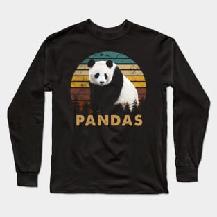 Panda Passion Chic Tee Showcasing the Devotion to Pandas Long Sleeve T-Shirt